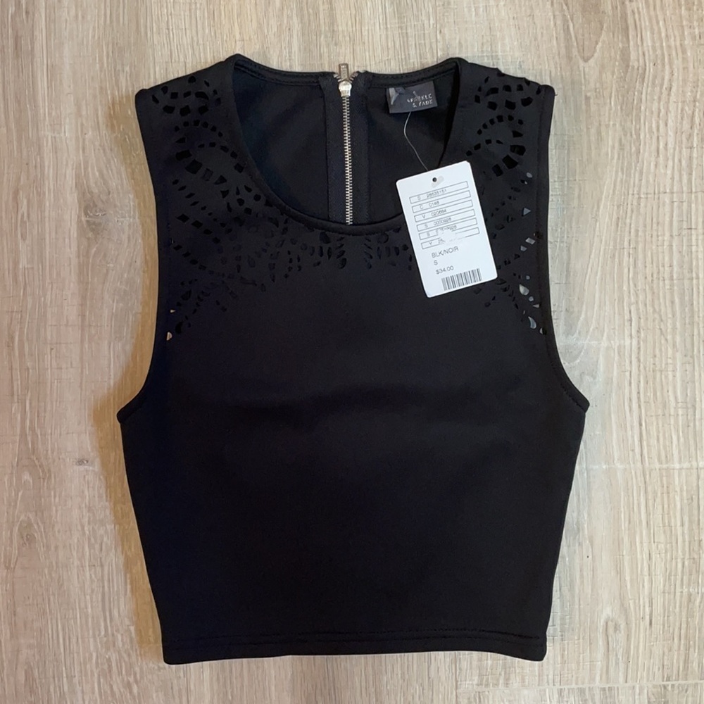 Black Crop Top with Zipper